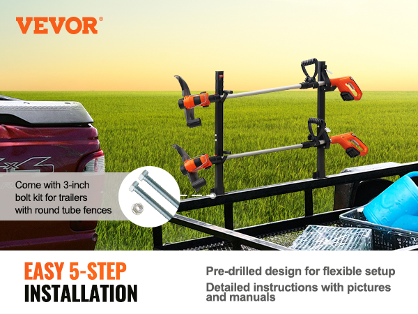 SUVWINNER 3-Place Lockable Weeder/Trimmer Rack For Open Landscape Trailer – Steel