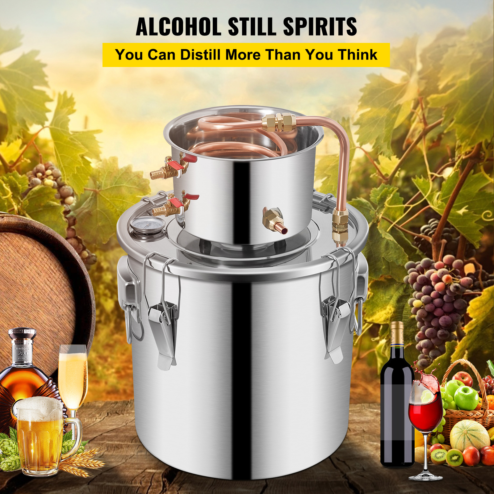 3/5/8/13.2 Gal Moonshine Still Water Wine Alcohol Distiller Brewing Kit - Picture 98 of 144