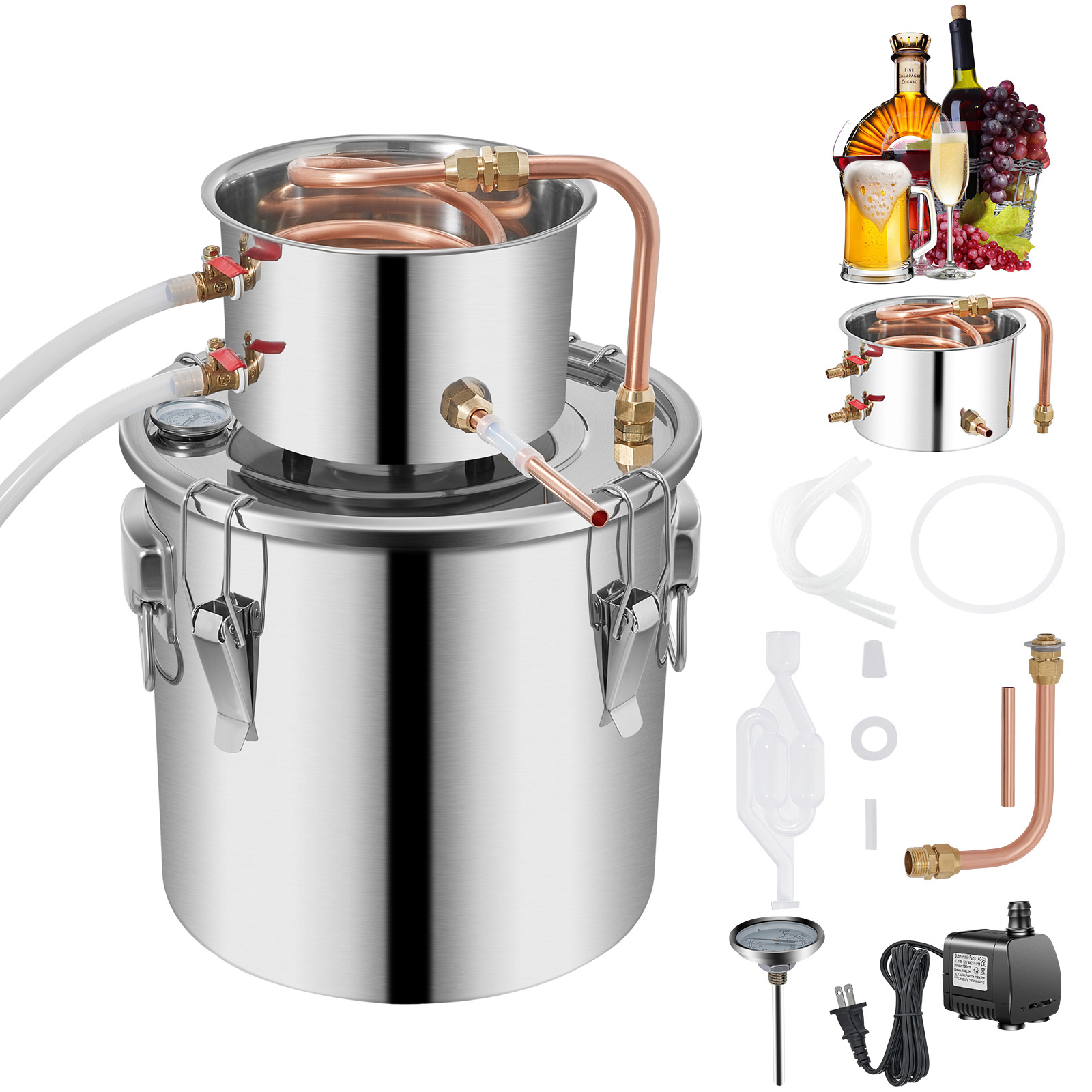 3/5/8/13.2 Gal Moonshine Still Water Wine Alcohol Distiller Brewing Kit - Picture 97 of 144