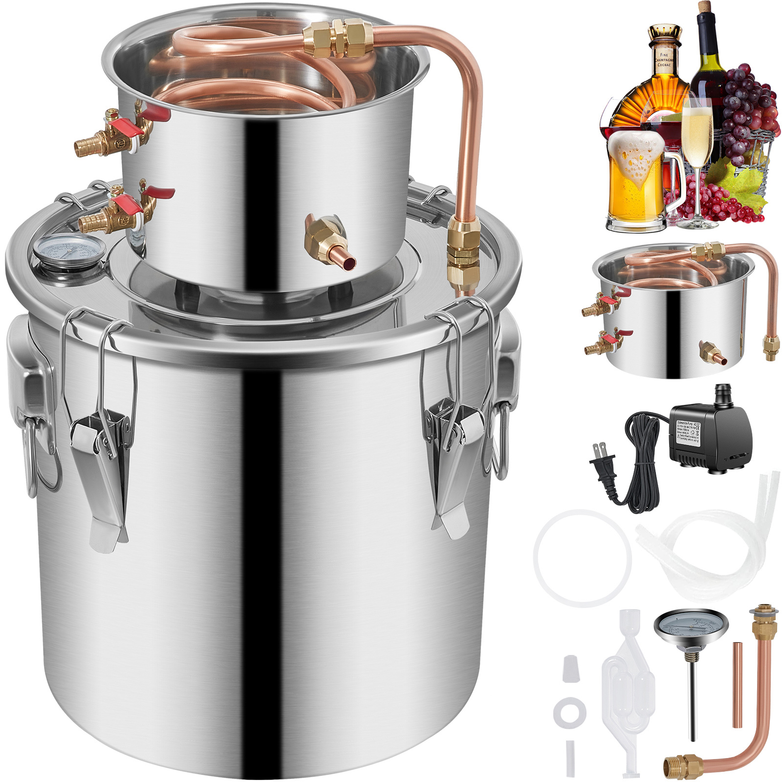 3/5/8/13.2 Gal Moonshine Still Water Wine Alcohol Distiller Brewing Kit - Picture 107 of 144