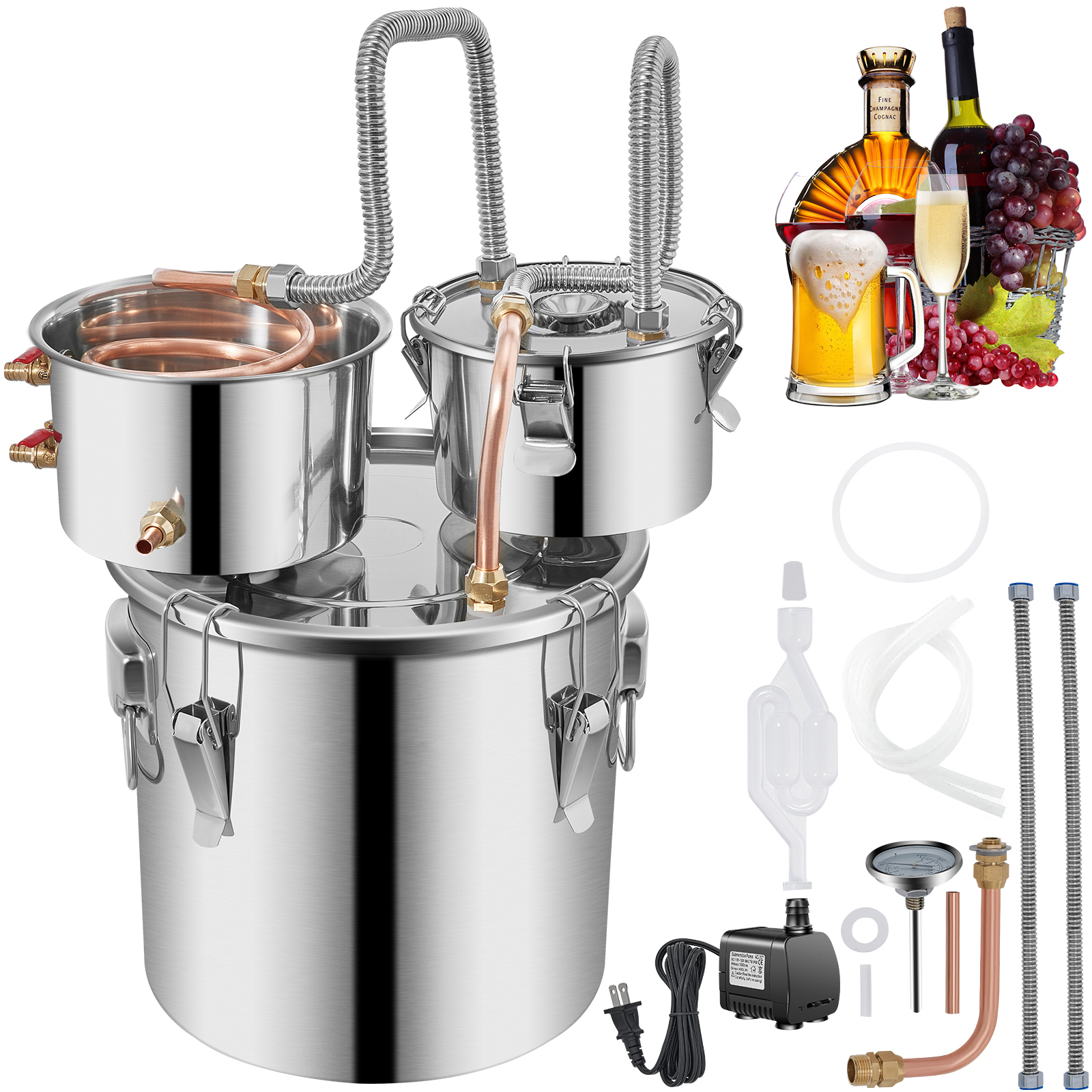 3/5/8/13.2 Gal Moonshine Still Water Wine Alcohol Distiller Brewing Kit - Picture 57 of 144