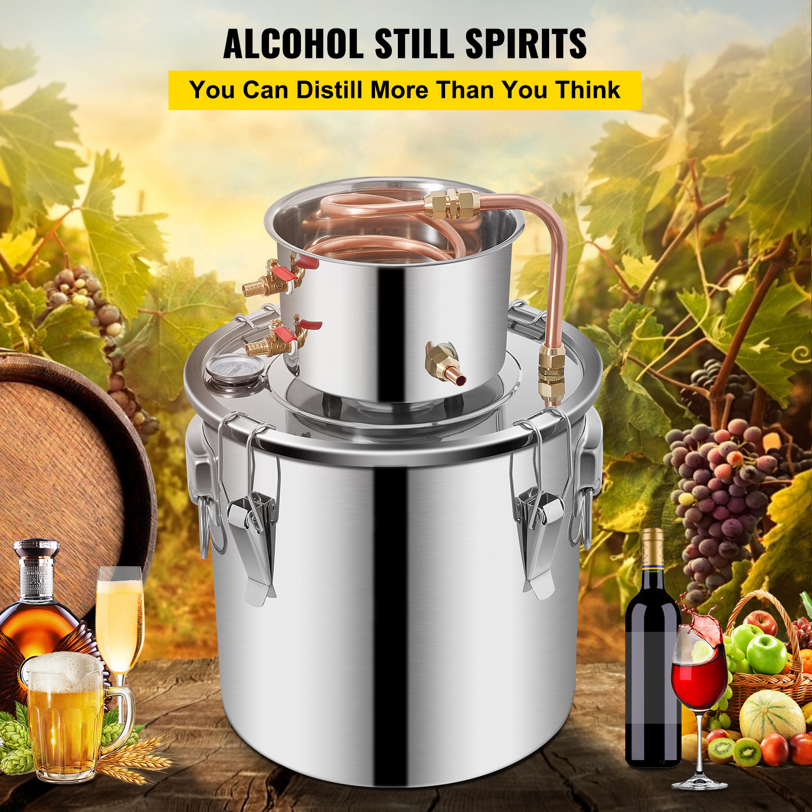 3/5/8/13.2 Gal Moonshine Still Water Wine Alcohol Distiller Brewing Kit - Picture 110 of 144