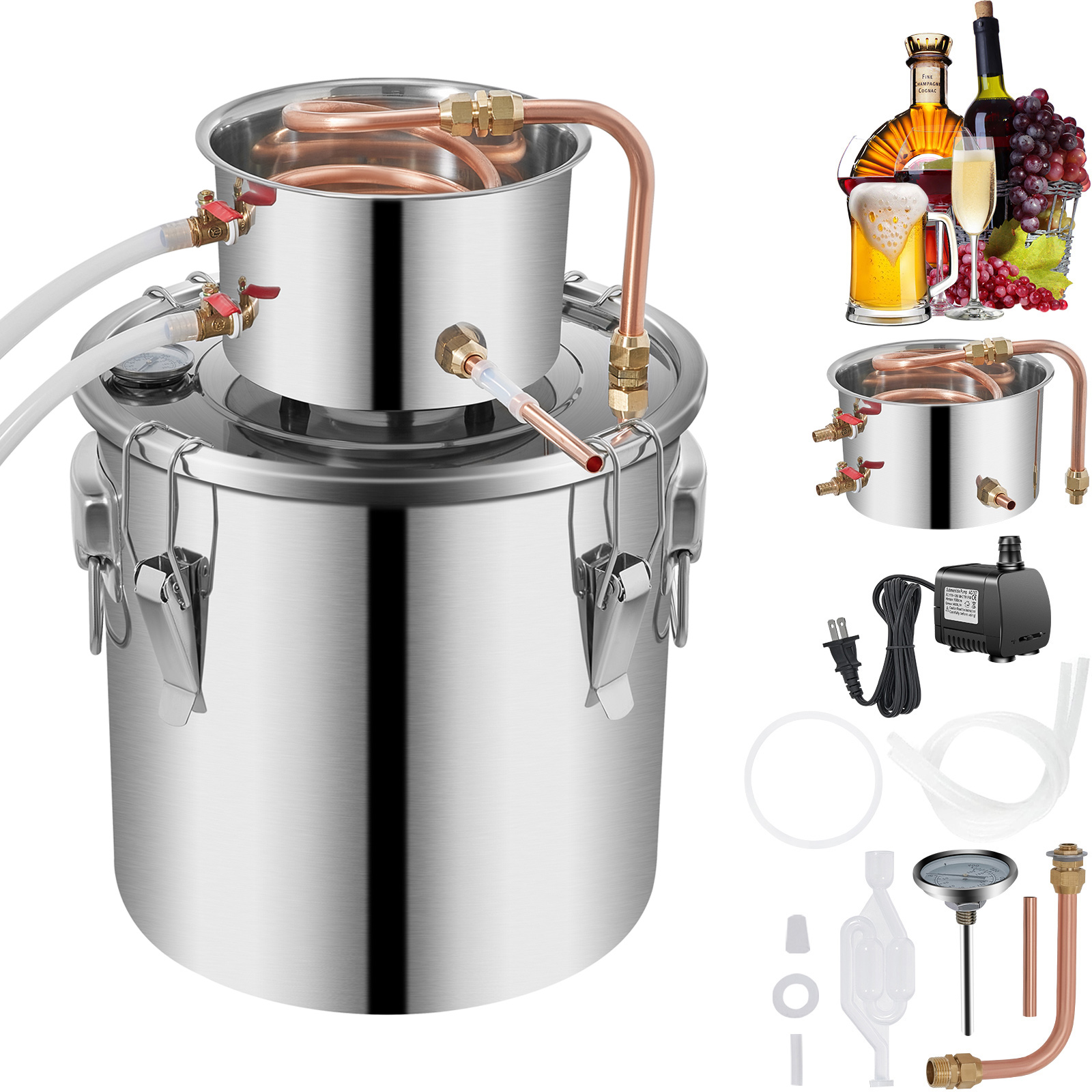 3/5/8/13.2 Gal Moonshine Still Water Wine Alcohol Distiller Brewing Kit - Picture 109 of 144