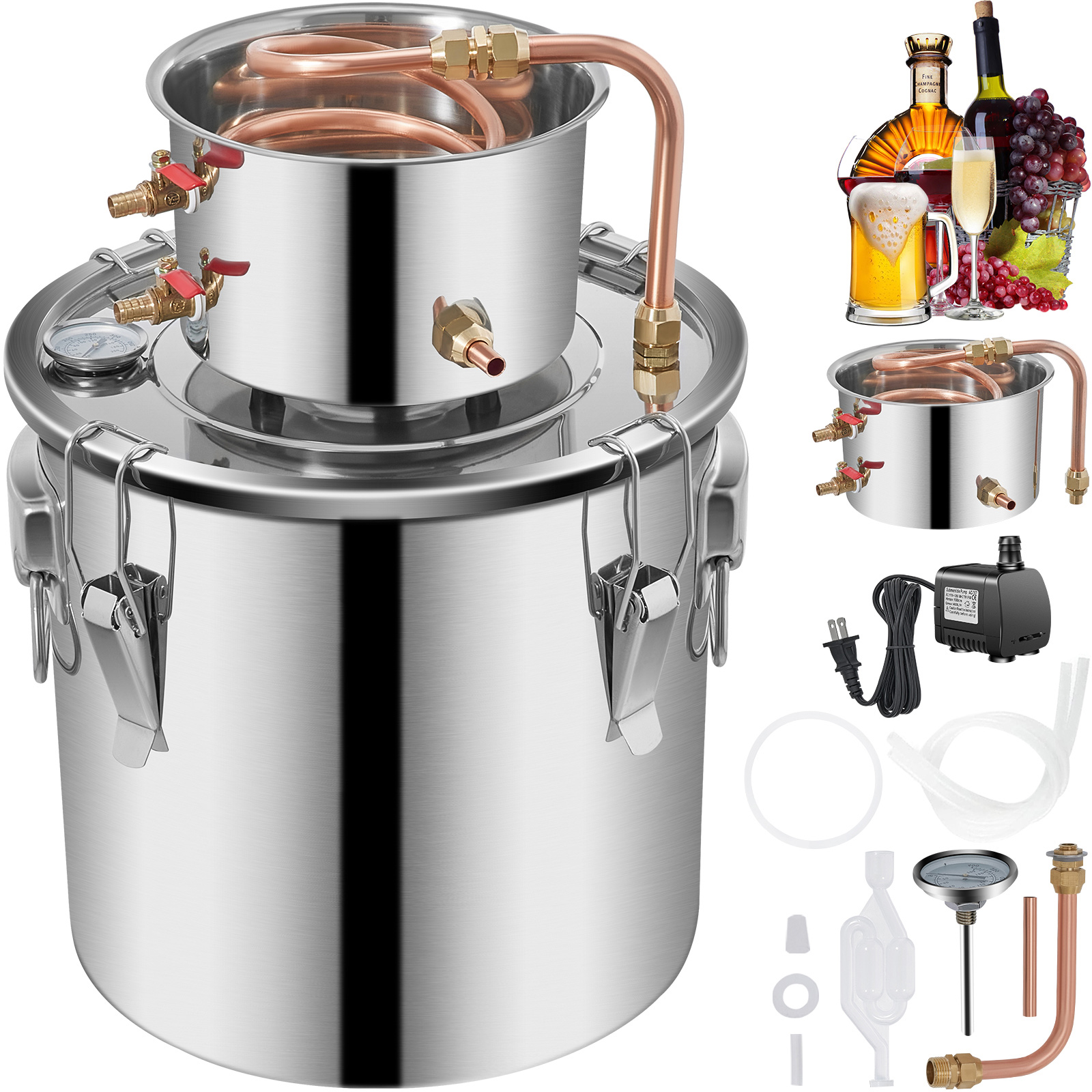 3/5/8/13.2 Gal Moonshine Still Water Wine Alcohol Distiller Brewing Kit - Picture 119 of 144