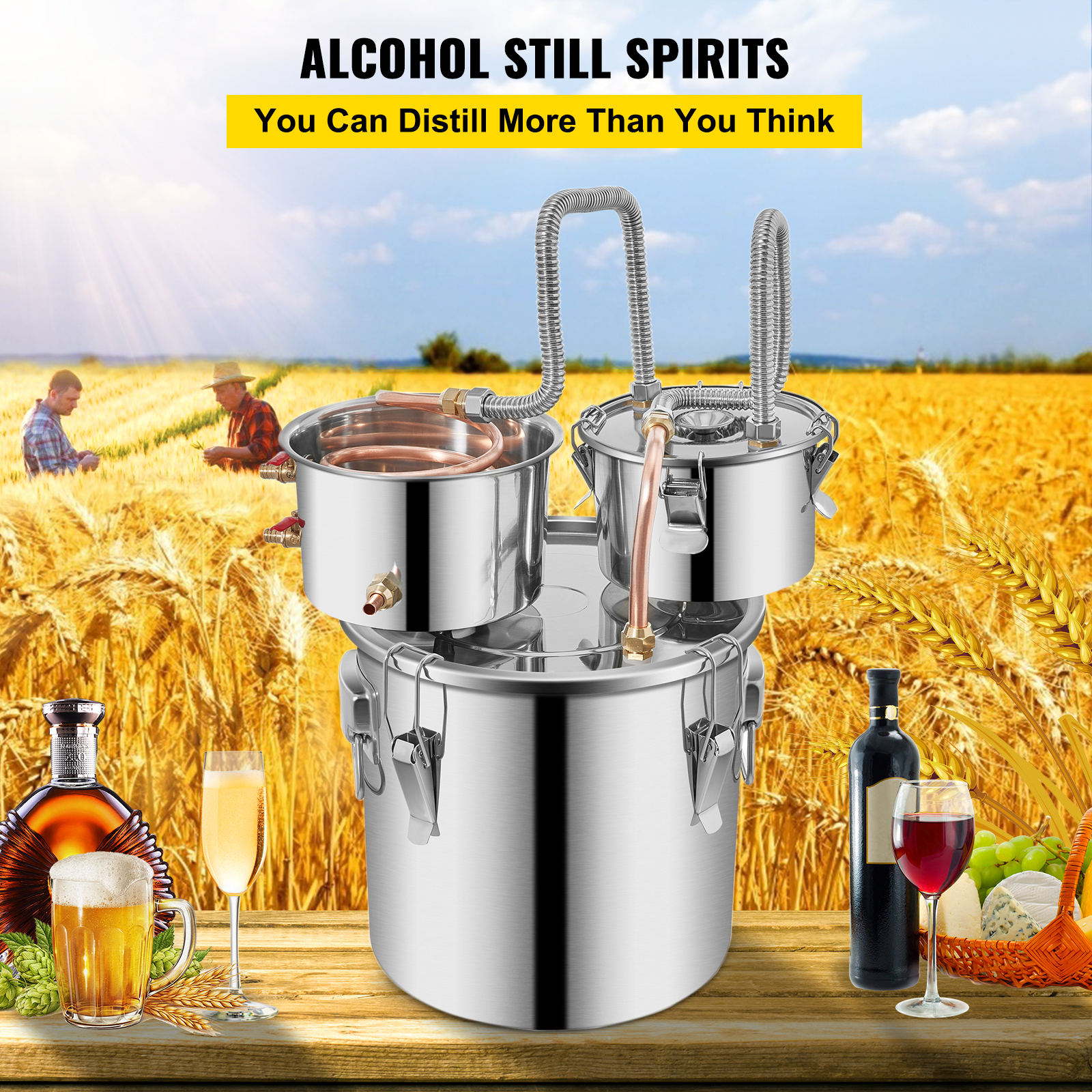 3/5/8/13.2 Gal Moonshine Still Water Wine Alcohol Distiller Brewing Kit - Picture 62 of 144