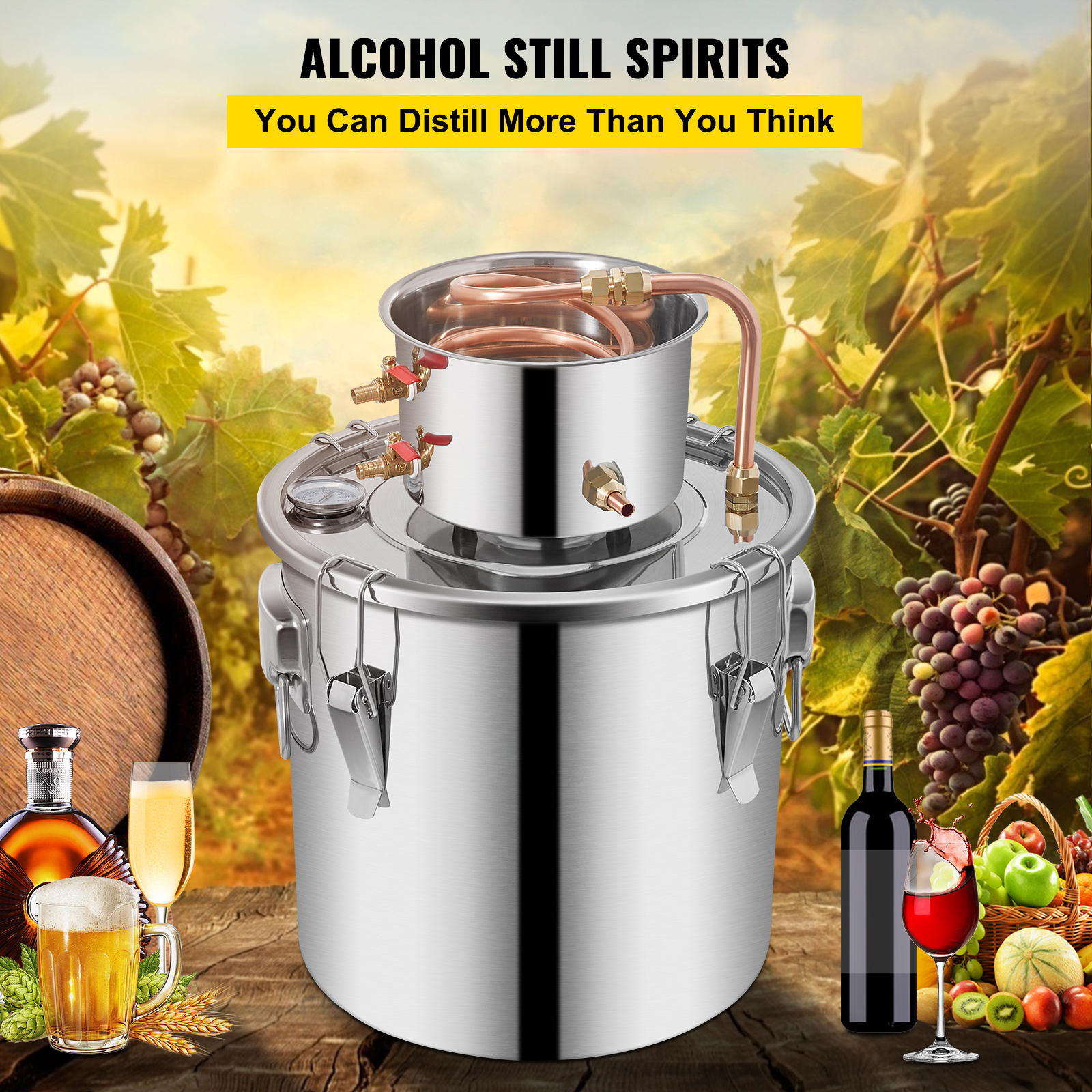 3/5/8/13.2 Gal Moonshine Still Water Wine Alcohol Distiller Brewing Kit - Picture 122 of 144