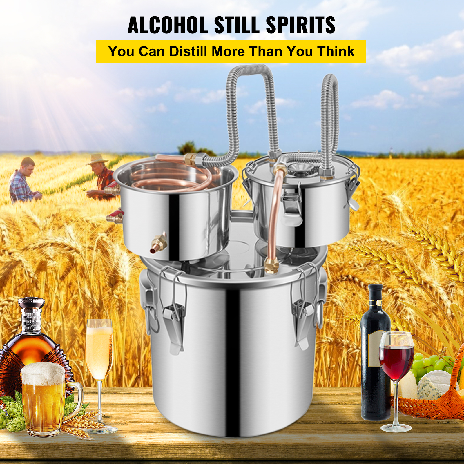 3/5/8/13.2 Gal Moonshine Still Water Wine Alcohol Distiller Brewing Kit - Picture 74 of 144
