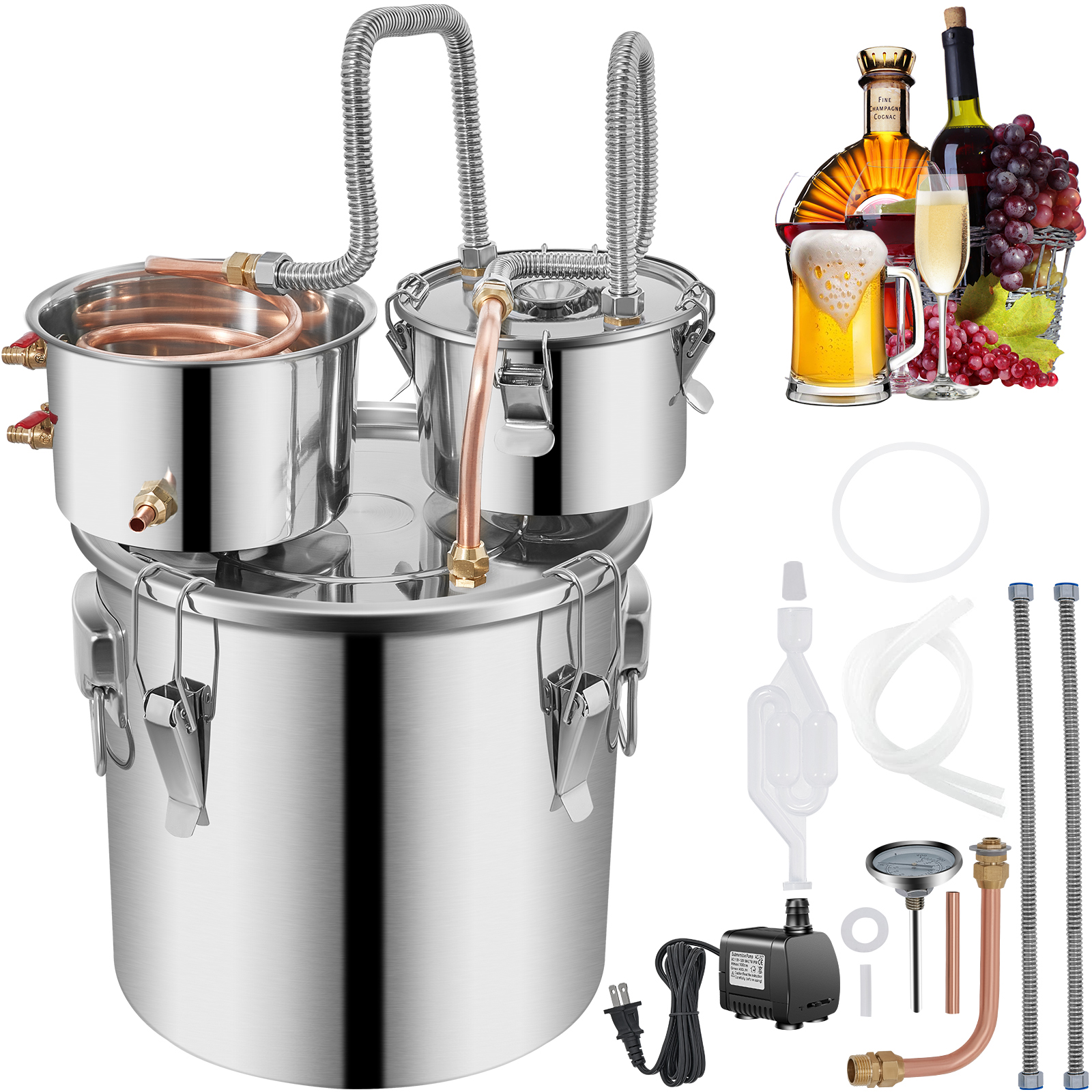 3/5/8/13.2 Gal Moonshine Still Water Wine Alcohol Distiller Brewing Kit - Picture 81 of 144