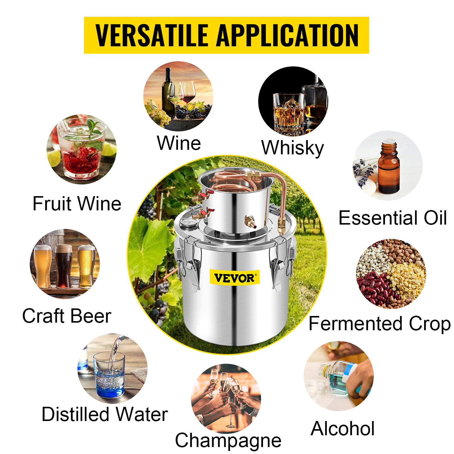 VEVOR Moonshine Still 9.6 Gal 2 Pot Water Alcohol Distiller Home Wine Making Kit 