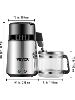 VEVOR 4L Water Distiller 1.5L/H Distilled Water Maker Timing Dual-Temp Silver