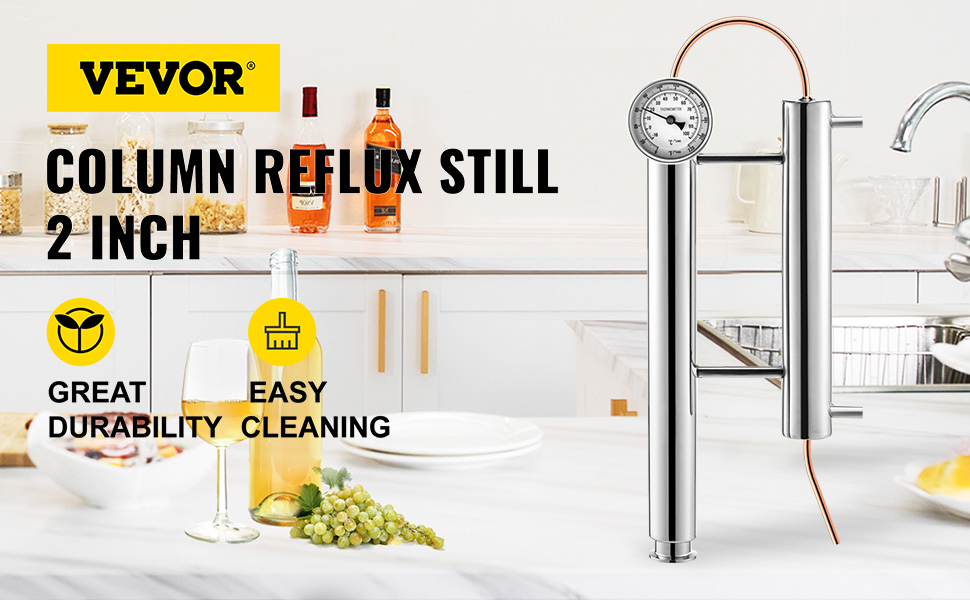Vevor Column Reflux Still Ethanol Distiller Stainless Steel W/ 2