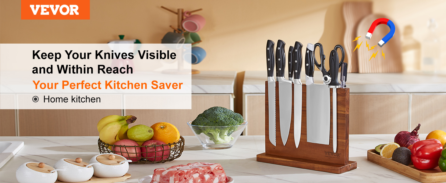 Knife Block Holder; Universal Knife Block without Knives; Unique  Double-Layer Wavy Design; Round Black Knife Holder for Kitchen; Space Saver  Knife
