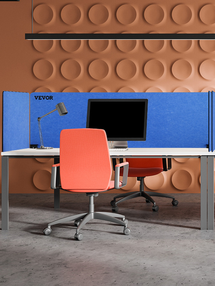 Vevor Desk Divider Desk Privacy Panel 48'' 3 Panels Desk Partition Gravel Blue VEVOR US