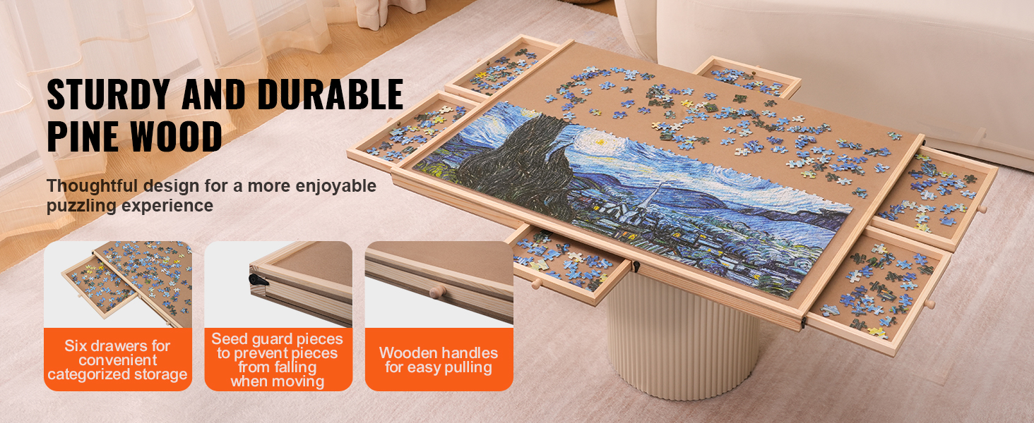 VEVOR – planche de puzzle de 1000 pièces avec couvercle de tiroir, puzzle  portable en bois 29 x 21,6