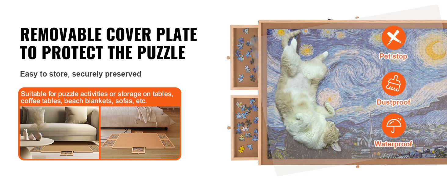 Planche de puzzle de 1500 pièces avec tiroirs, table de puzzle réglable  avec couvercle, tables de puzzle à 3 angles d'inclinaison pour adultes