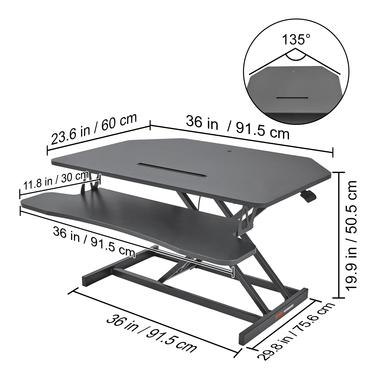 VEVOR VEVOR Convertidor de Escritorio de Pie de 80x40 cm Mesa