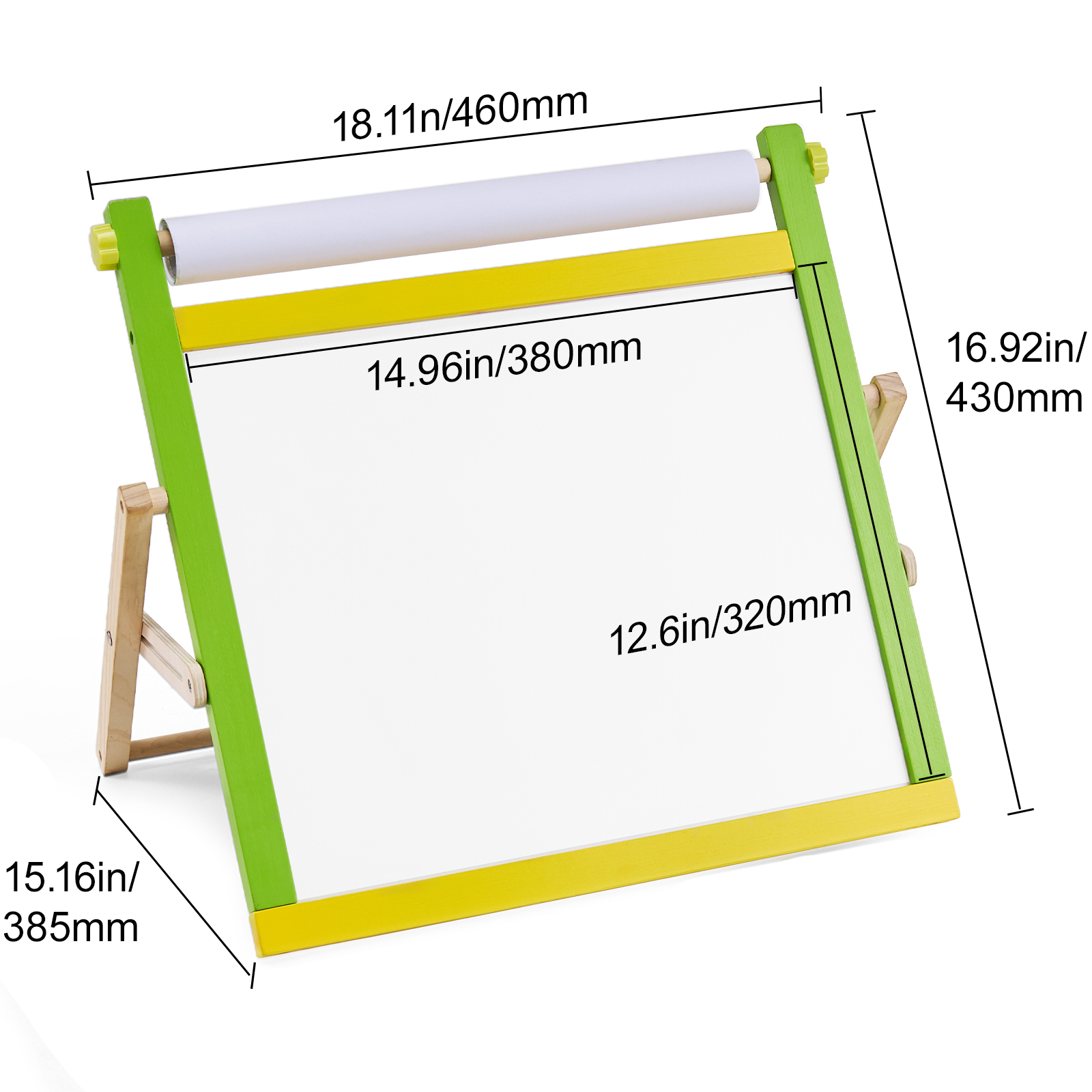 Chevalet Enfant Réglable Double Face JOY128 – Bois Naturel, Avec Rangement, Neuf