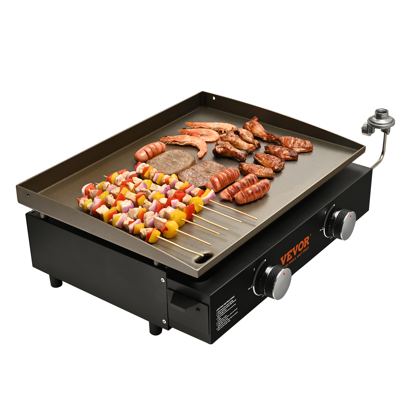 VEVOR 17/22/36"Outdoor Countertop Propane Gas Griddle Flat Top Grill 1-4 Burners