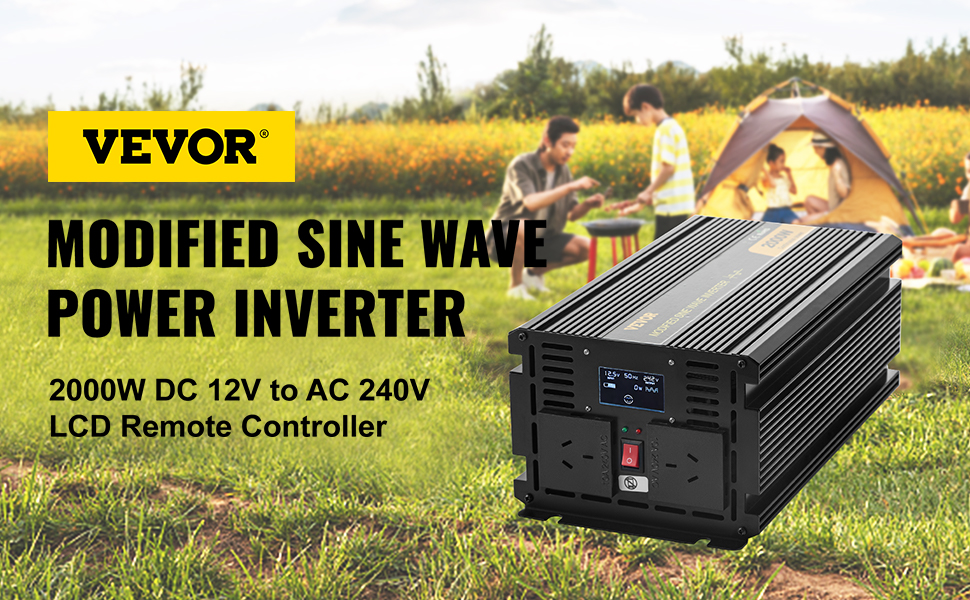2000W Power Inverter,Modified Sine Wave,DC12V to AC240V
