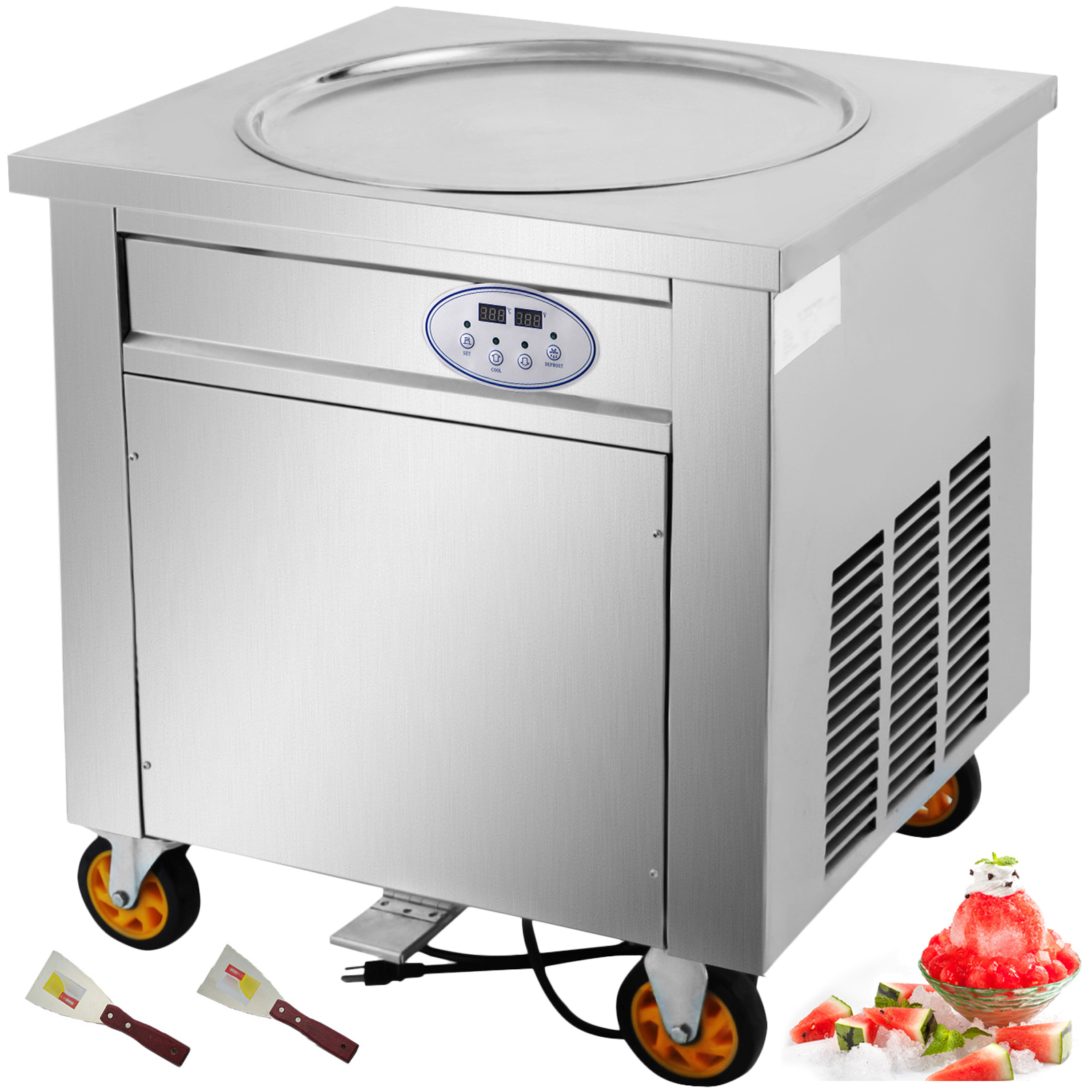  Máquina de helados duros Máquina de helado de escritorio  comercial Máquina para fabricar helados automática de acero inoxidable 5.3  galón/H con pantalla LCD limpieza automática (110V/60HZ, compresor Gree) :  Hogar y