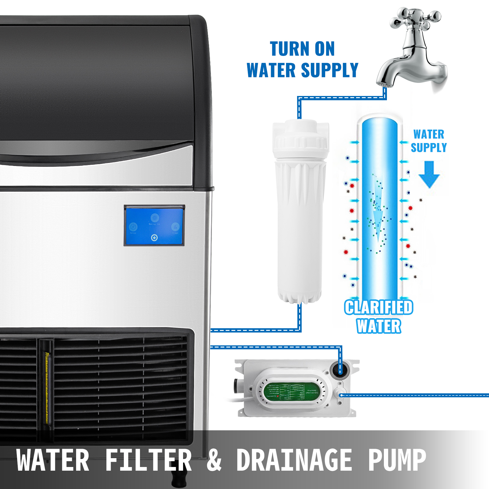 VEVOR Commercial Ice Maker Machine, WiFi Control 265LBS/24H 121LBS