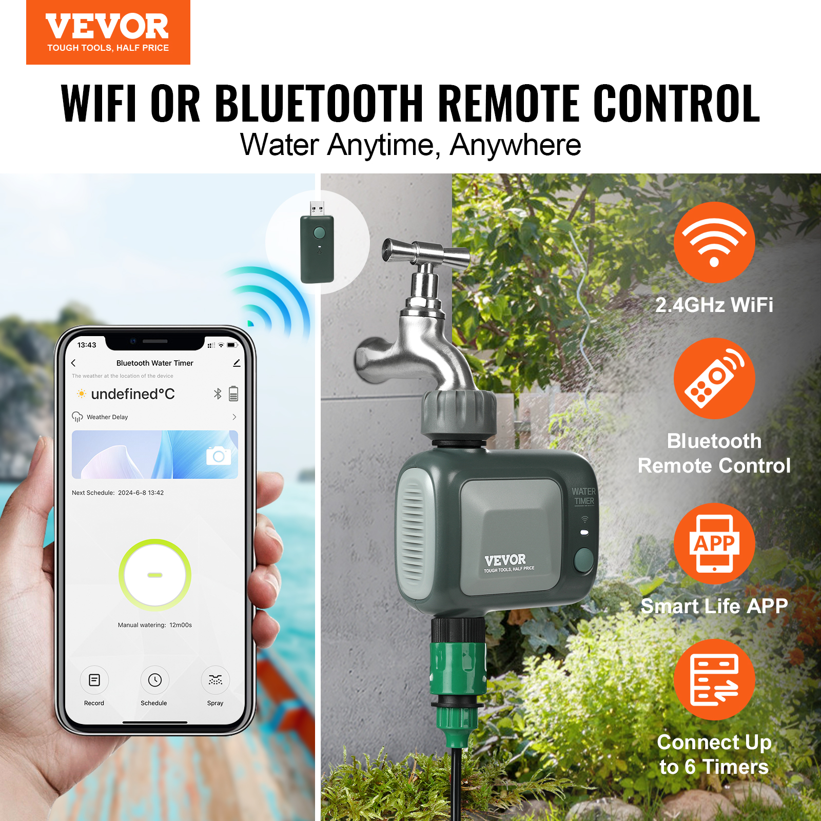 Water Timer 2/1/3 Outlets Hose Sprinkler Timer LCD Screen/Bluetooth - Picture 16 of 38