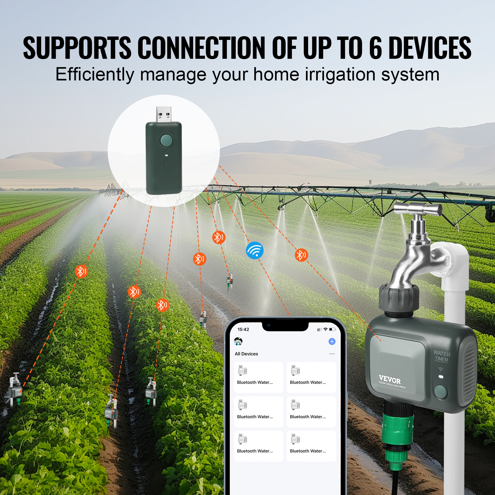 Water Timer 2/1/3 Outlets Hose Sprinkler Timer LCD Screen/Bluetooth - Picture 17 of 38