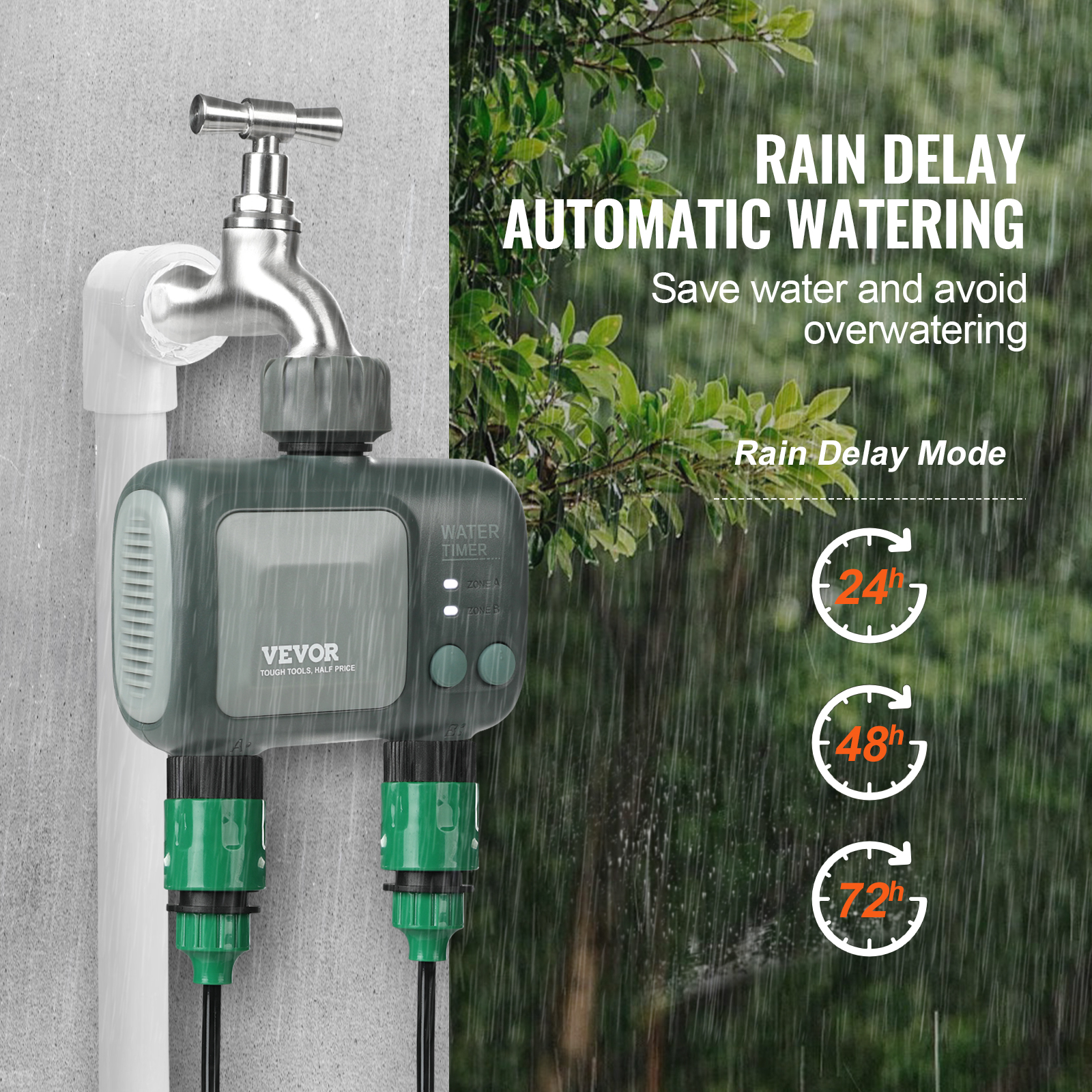 Water Timer 2/1/3 Outlets Hose Sprinkler Timer LCD Screen/Bluetooth - Picture 7 of 38