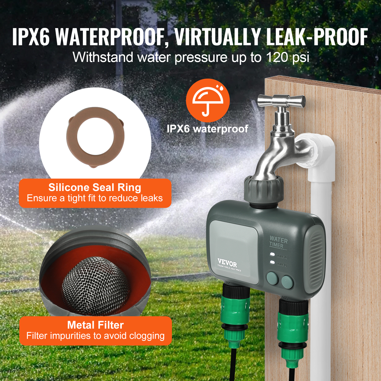 Water Timer 2/1/3 Outlets Hose Sprinkler Timer LCD Screen/Bluetooth - Picture 9 of 38