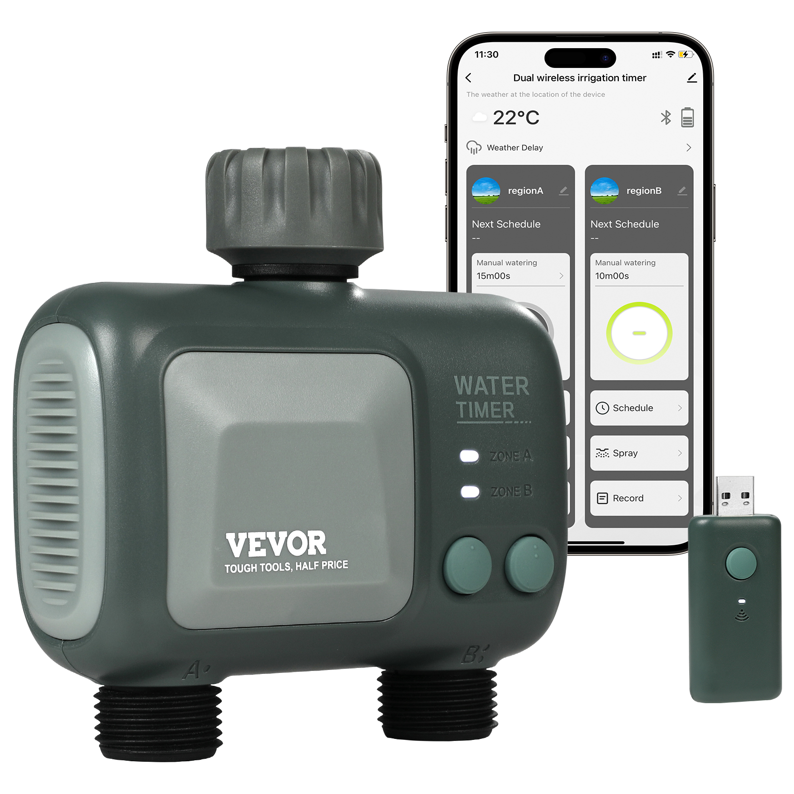 Water Timer 2/1/3 Outlets Hose Sprinkler Timer LCD Screen/Bluetooth - Picture 3 of 38