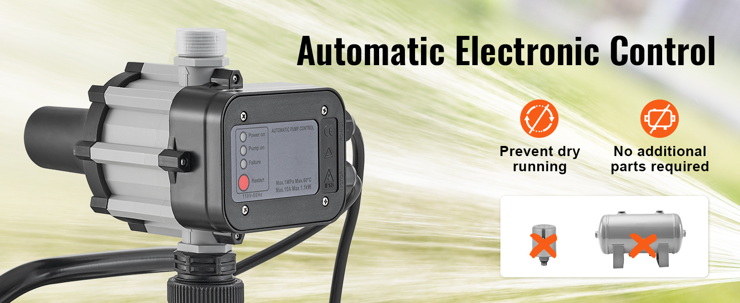 VEVOR Shallow Well Pump Portable Jet Pump w/ Auto Controller 1.5HP