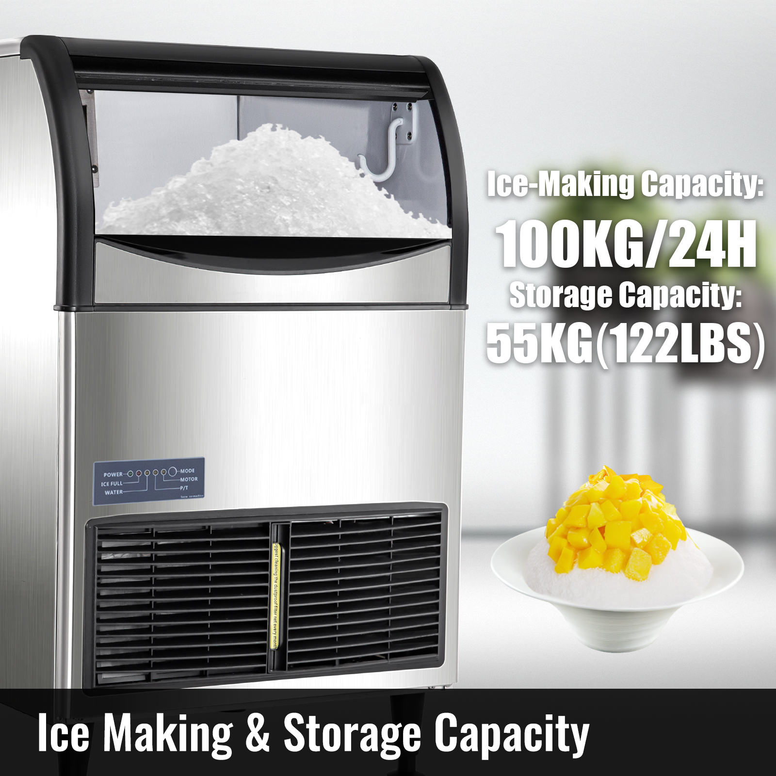 VEVOR Flake Ice Machine Snowflake Maker 220LBS/24 H Elegant Snow Flake Ice Maker 
