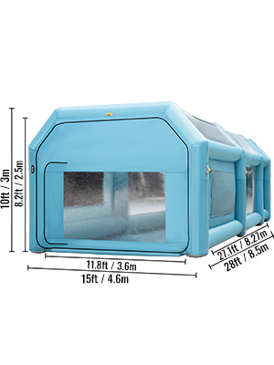 Cabina de pintura inflable portátil VEVOR, cabina de pulverización inflable  de 23 x 13 x 8 pies, tienda de campaña para pintura de coche con sistema de  filtro de aire y 2