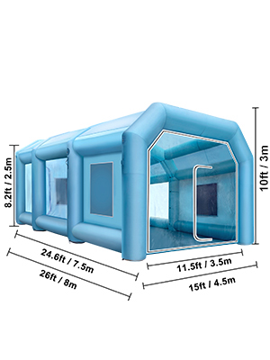 26ftLx15ftWX10ftH(8mLx4.5mWx3mH) Portable Mobile Inflatable Car Paint Spray Booth  Tent Cabin