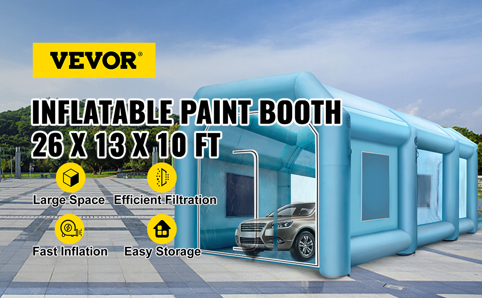 Cabina de pintura portátil inflable, 20 x 10 x 8.2 pies, cabina de pintura  inflable para automóviles con sistema de filtro, tienda de campaña de