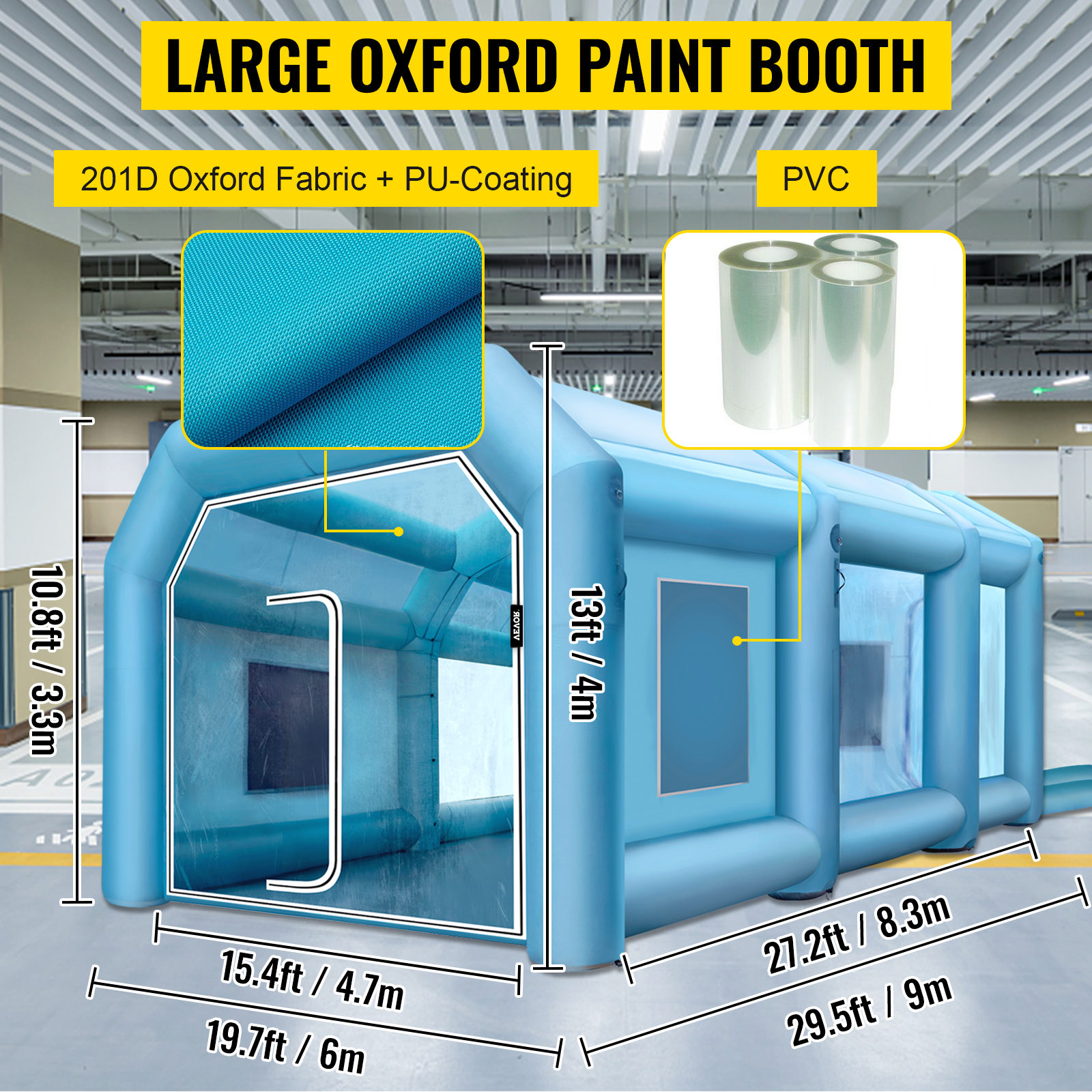 VEVOR 39.3x16.4x13.1Ft Inflatable Spray Booth Custom Tent Paint Booth  Inflatable
