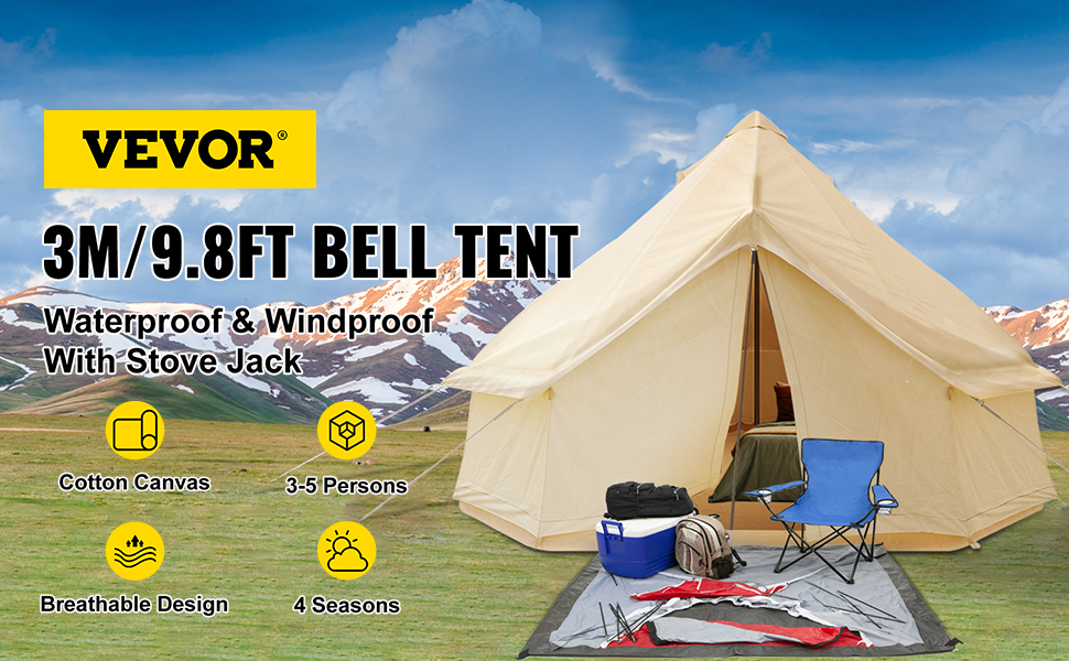 VEVOR 3M Glockenzelt Bell Zelt Gruppenzelt Jurte Zelt Camping
