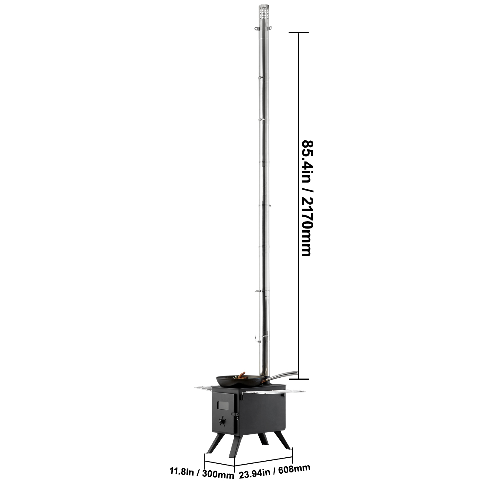 VEVOR Poêle à Bois Pour Tente 86 Pouces – Poêle Camping Portable 1400 Po³, 8 Tuyaux + Accessoires Complets