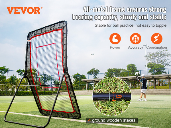 thumbnail interactive-video image 1 of 4x7 Ft Lacrosse & Baseball Rebounder Net – Adjustable, 5 Angles, Steel Frame, Black & Red 1 of 4