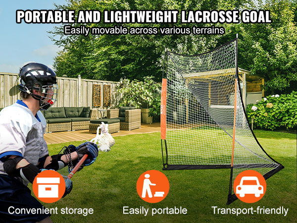 VEVOR Lacrosse Goal, 6' x 6' Lacrosse Net, Portable Lacrosse Goal with ...