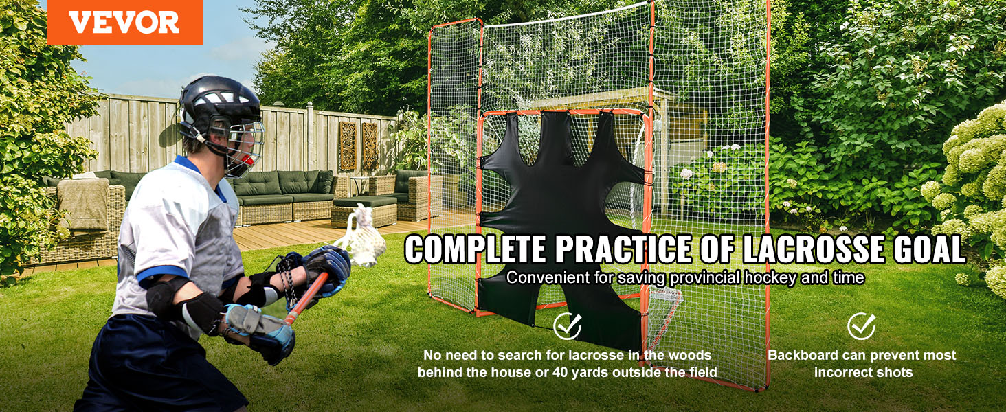 VEVOR 3IN1 Lacrosse Folding Goal with Backstop and Target, 6' x 6