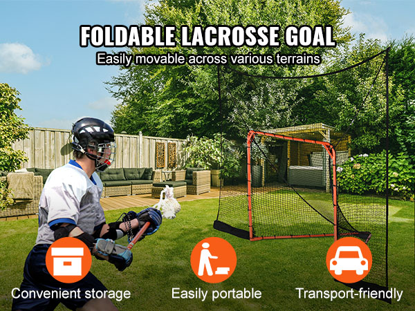 VEVOR Hockey and Lacrosse Goal Backstop with Extended Coverage, 12' x 9 ...
