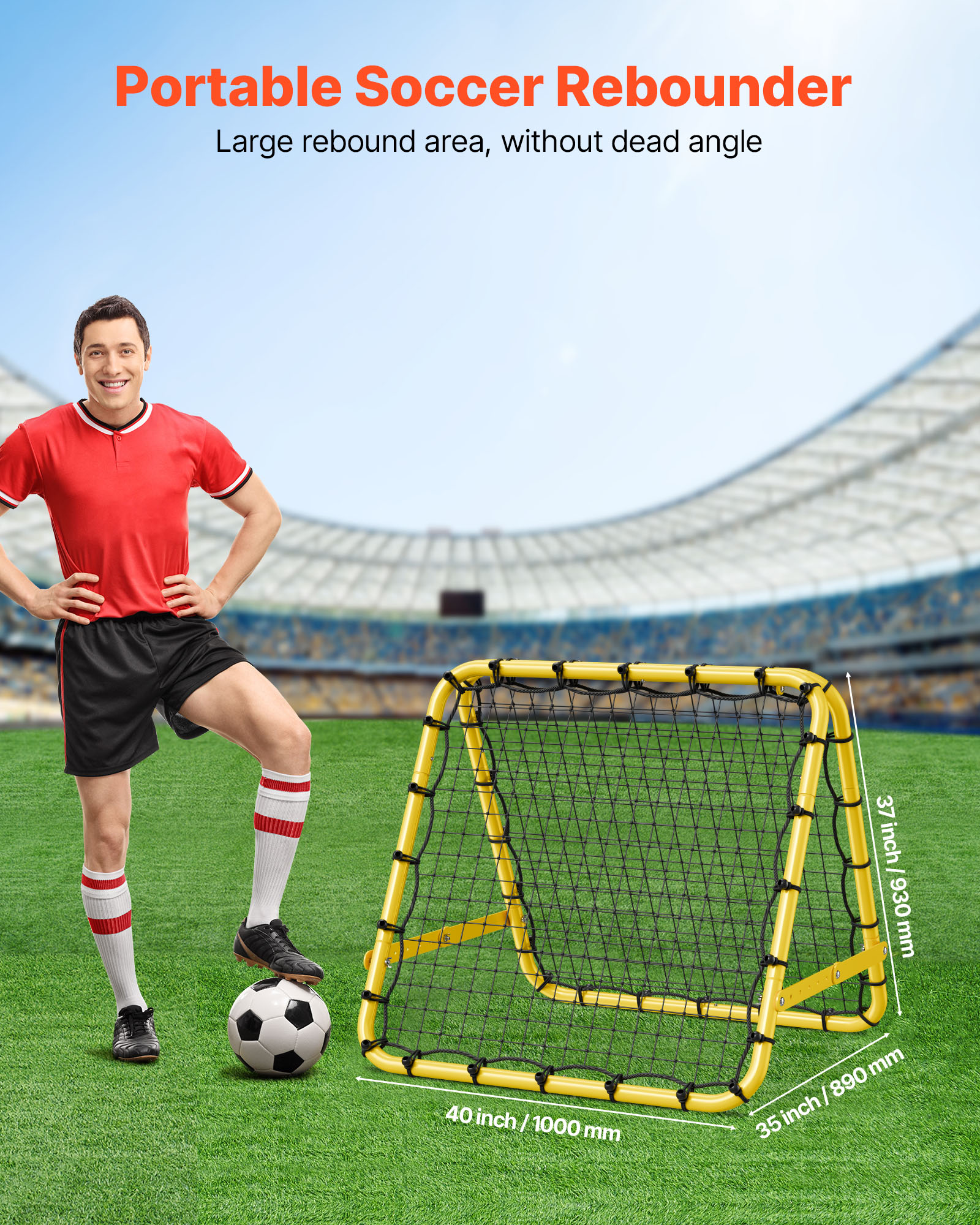 Soccer Rebounder Board/Net 32X12"-7x7' Kick-Back Portable Football Training Gift - Picture 40 of 86