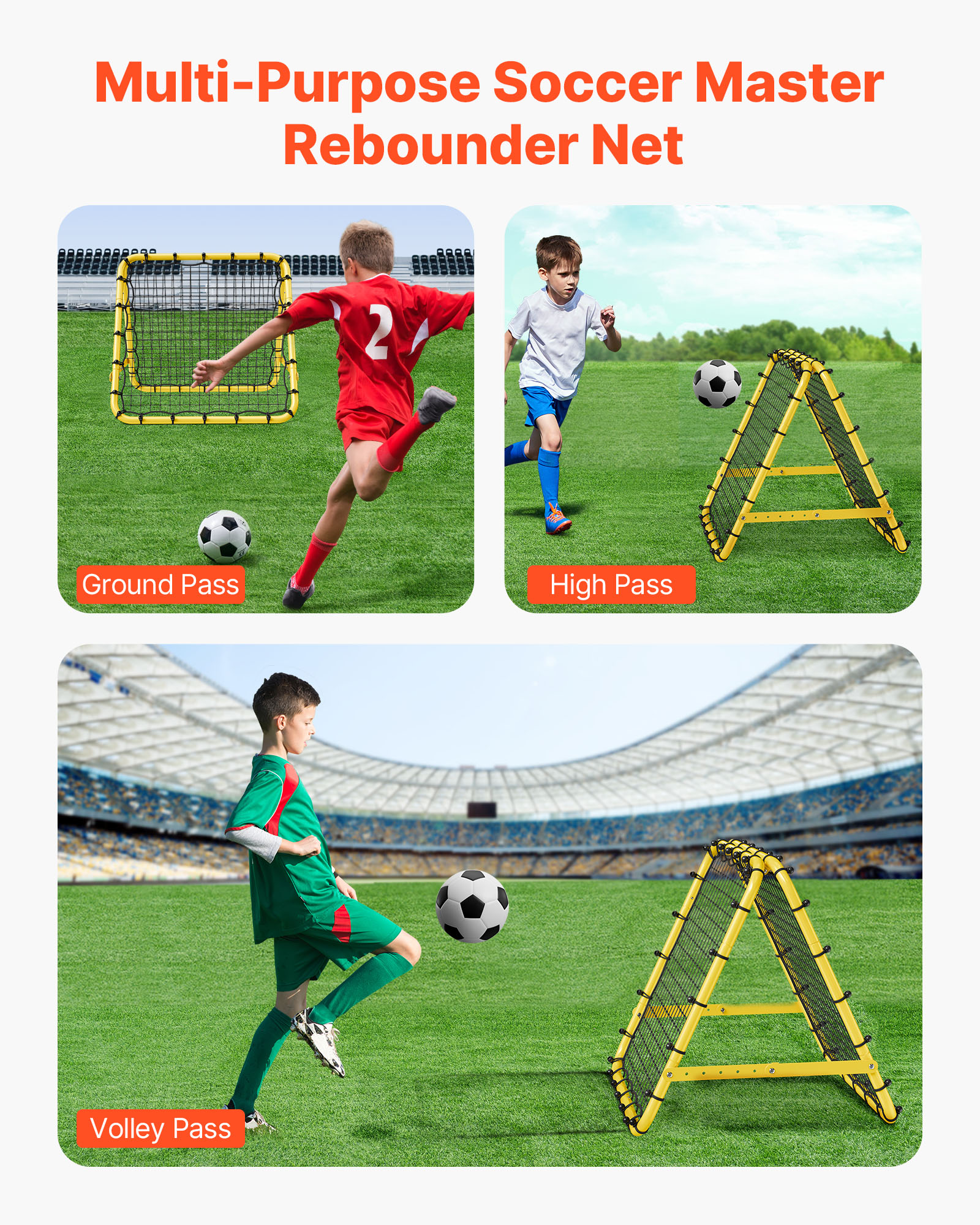 Soccer Rebounder Board/Net 32X12"-7x7' Kick-Back Portable Football Training Gift - Picture 45 of 86