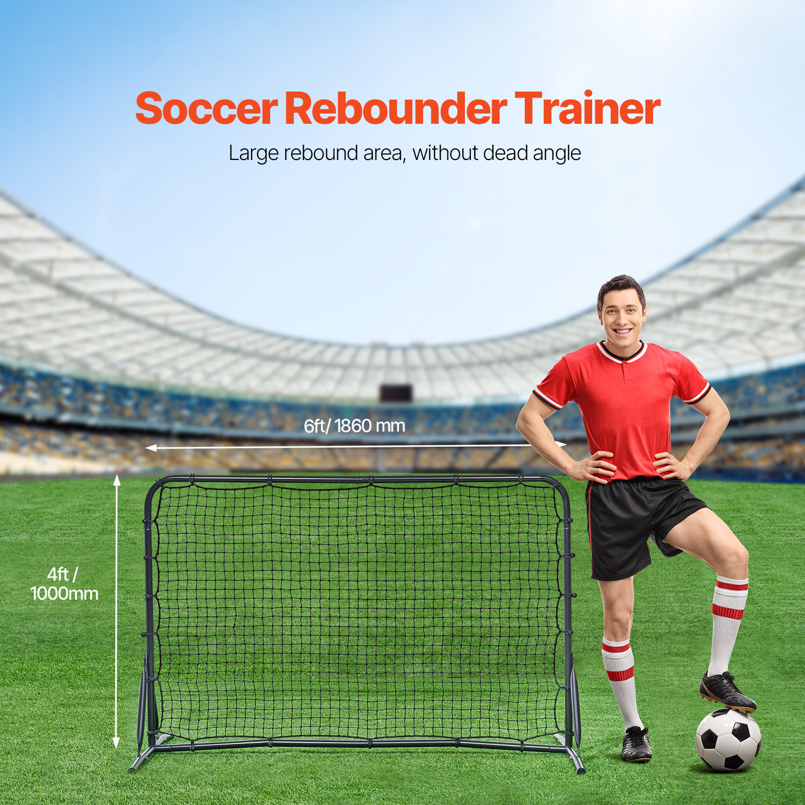 Soccer Rebounder Board/Net 32X12"-7x7' Kick-Back Portable Football Training Gift - Picture 64 of 86