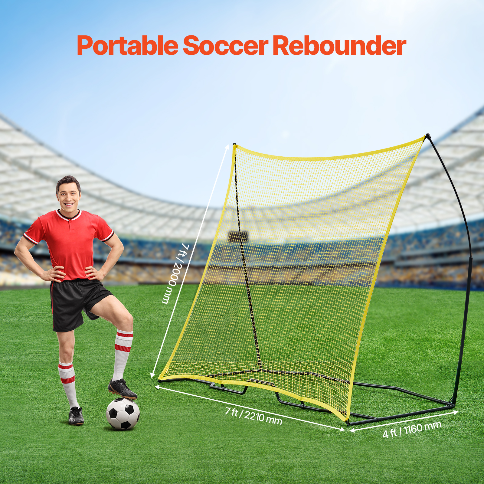 Soccer Rebounder Board/Net 32X12"-7x7' Kick-Back Portable Football Training Gift - Picture 76 of 86