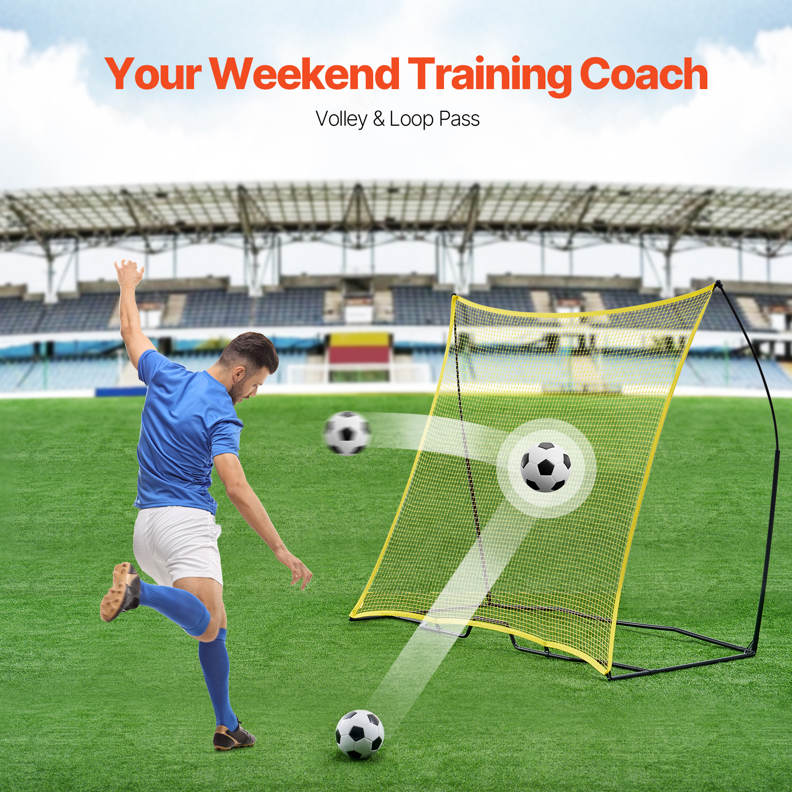 Soccer Rebounder Board/Net 32X12"-7x7' Kick-Back Portable Football Training Gift - Picture 77 of 86