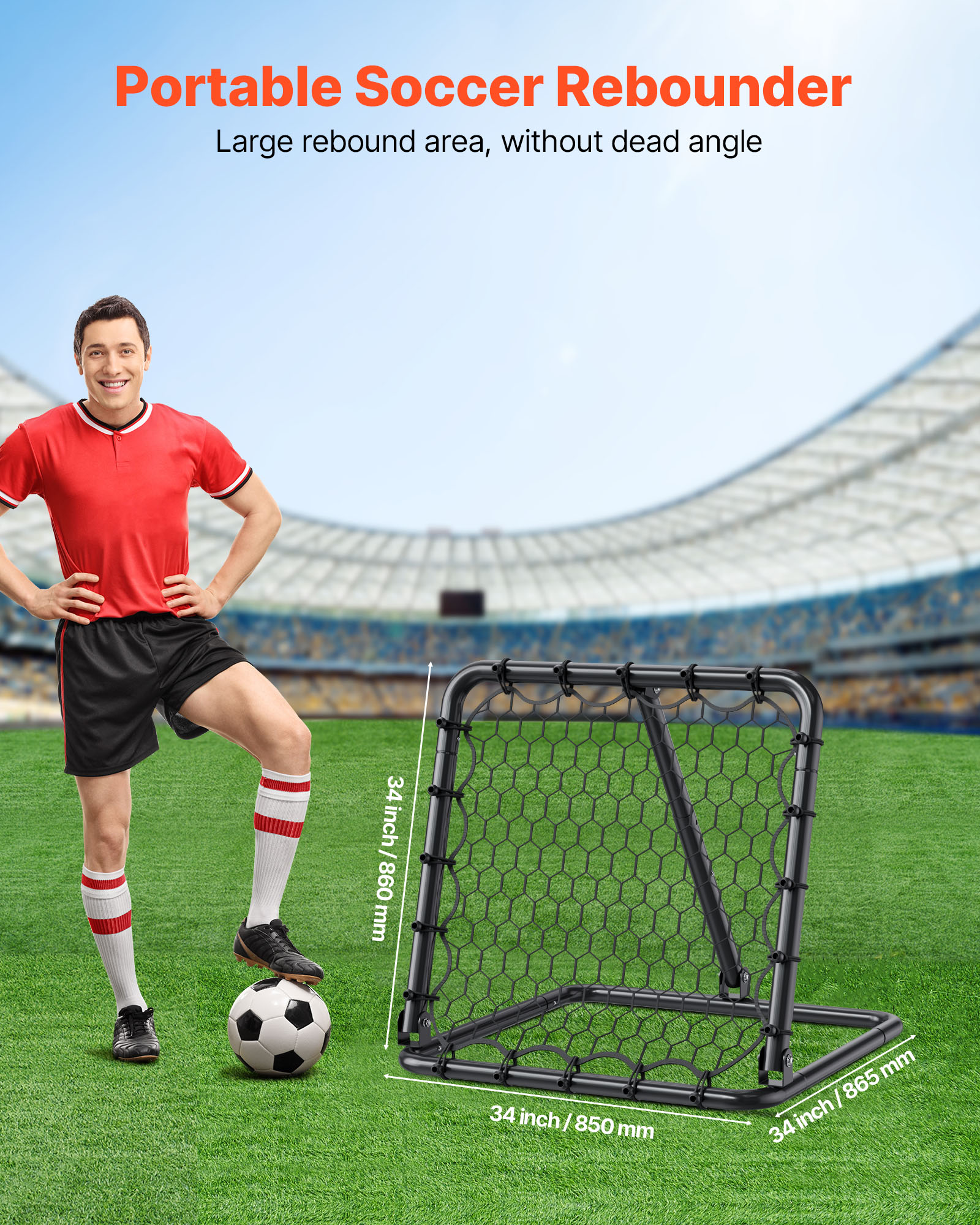 Soccer Rebounder Board/Net 32X12"-7x7' Kick-Back Portable Football Training Gift - Picture 52 of 86