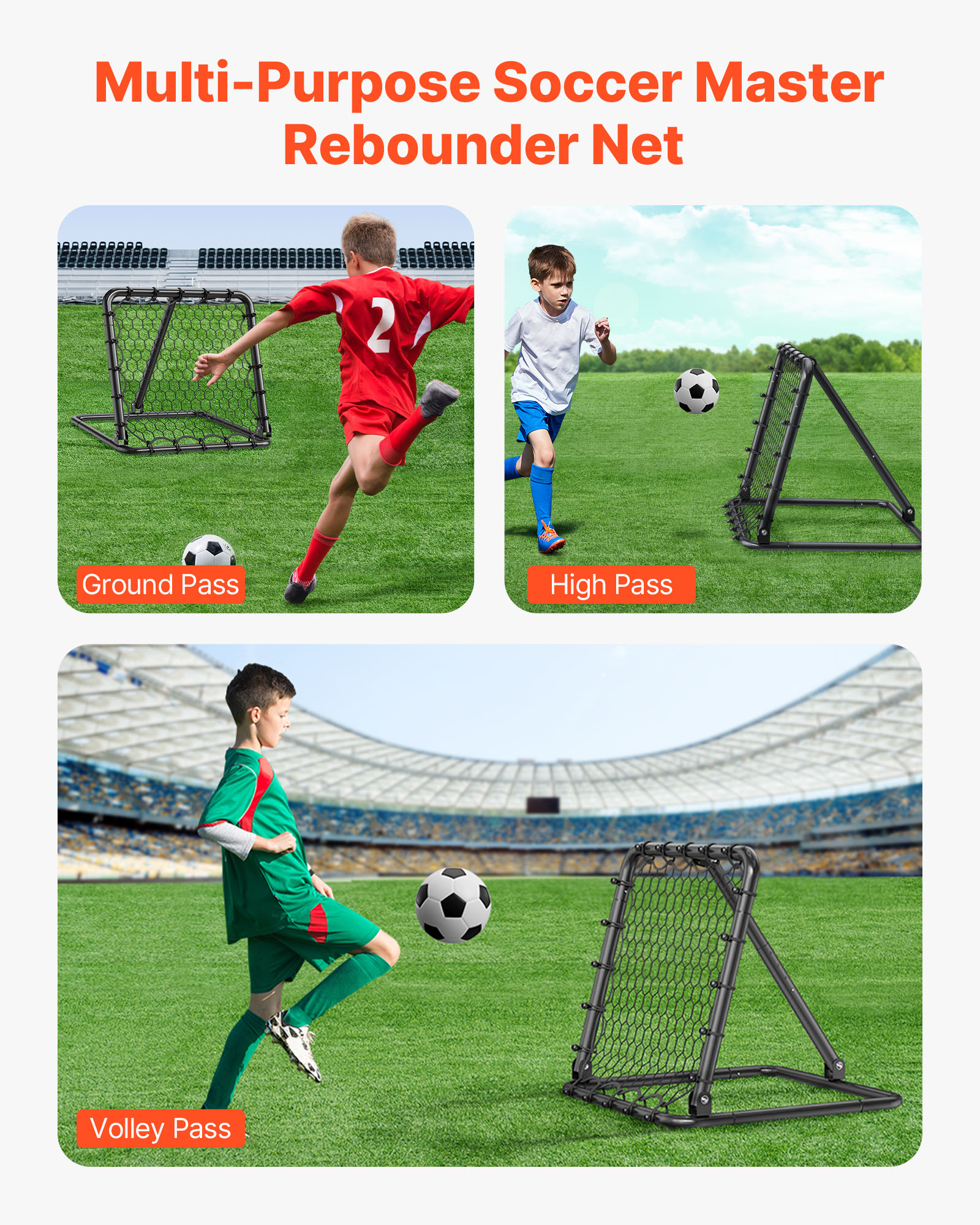 Soccer Rebounder Board/Net 32X12"-7x7' Kick-Back Portable Football Training Gift - Picture 57 of 86