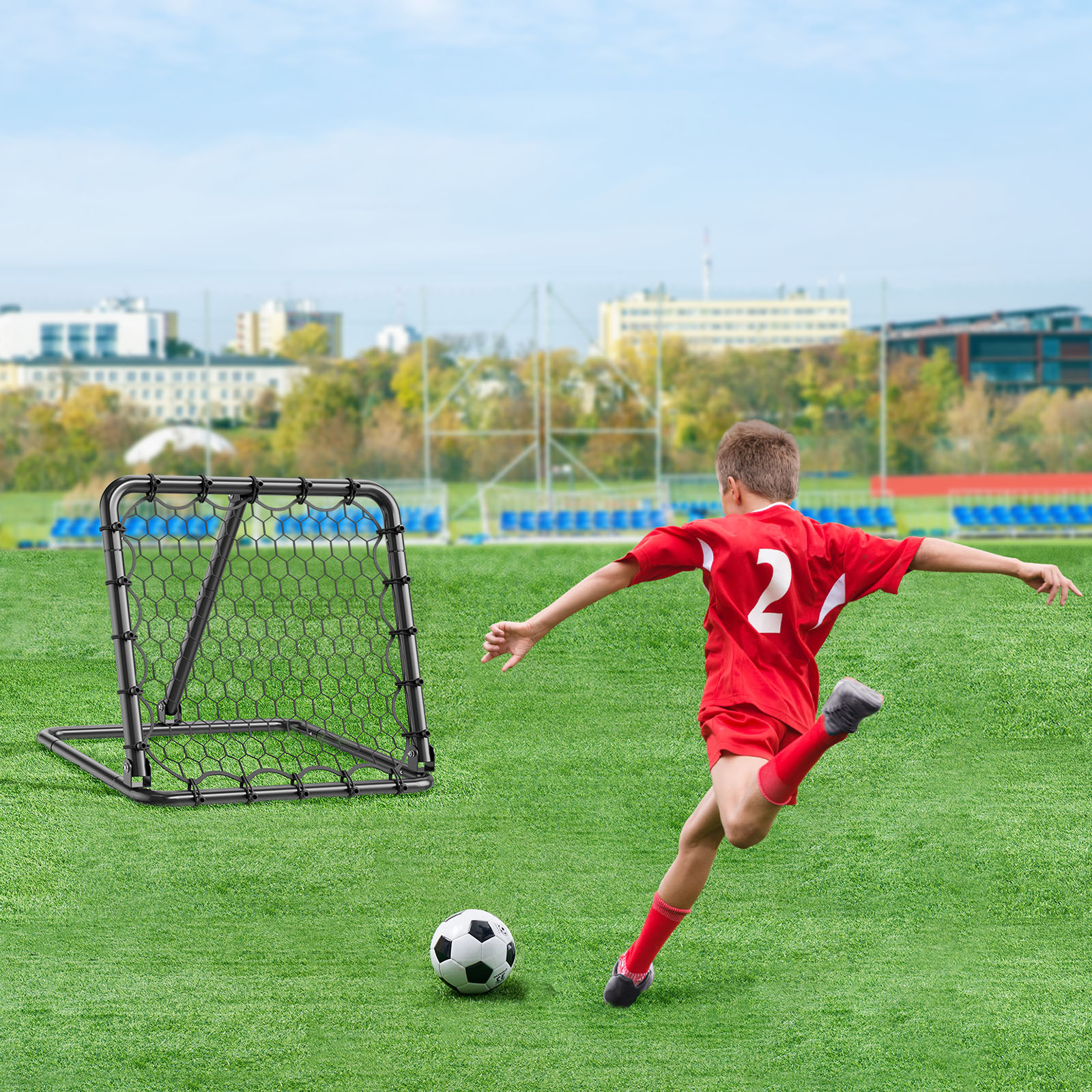 Soccer Rebounder Board/Net 32X12"-7x7' Kick-Back Portable Football Training Gift - Picture 58 of 86